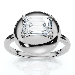 1Ct Emerald Cut Solitaire Candy Button Diamond RingLab Grown (E-F, VS)