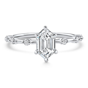 Certified 1 1/3Ct Hexagon Diamond Jamie Engagement Ring 14k Gold Lab Grown (D-E, VS)