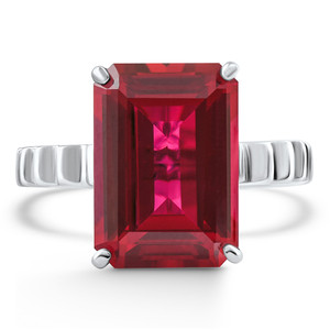 14x10mm Ruby Jasmine Ring 14k White Gold Lab Grown