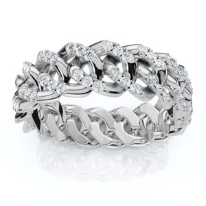 Men's Braided Cuban Diamond Ring 14k Gold Lab Grown (E-F, VS)
