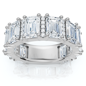 5 1/2Ct Naya Emerald Cut Diamond Wedding Band 14k Gold/Pt Stack Ring Lab Grown (E-F, VS)