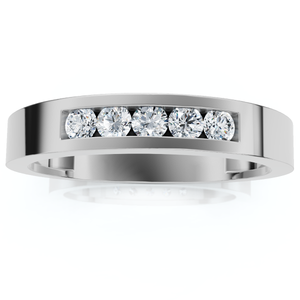 Men's 1/4Ct Channel Set Diamond Wedding Ring 14k Gold Lab Grown (E-F, VS)