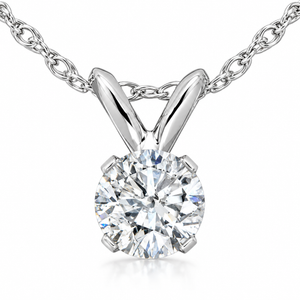 1/4ct Solitaire Diamond Pendant Necklace 14K White Gold (J-K, I2-I3)