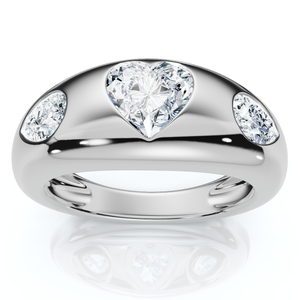 1 1/2Ct Sloan Heart Shape Bezel Set Diamond Dome Band 14k Gold Lab Grown (E-F, VS)