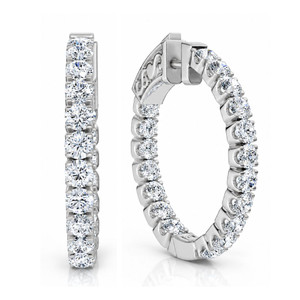 2Ct Diamond Inside Outside Hoops 14k Gold Lab Grown 1" Tall (F-G, VS)