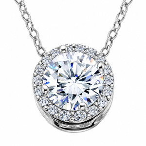 1/2ct Diamond Halo Pendant 14K White Gold Lab Grown (G-H, SI)