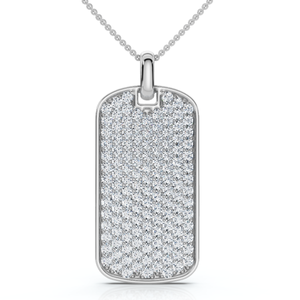 Men's 1ct Diamond Dog Tag Pendant 14k Gold Necklace Lab Grown 18" Chain (E-F, VS)