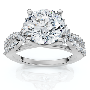 Certified 2 1/2ct Diamond Crossover Engagement Ring 14K Gold of Pt Lab Grown (E-F, VS)