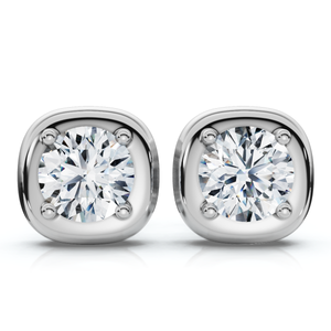3Ct Cori Diamond Cushion Button Studs 14k Gold Earrings Lab Grown FG/VS (F-G, VS)