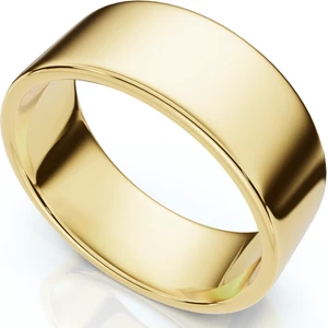 8mm Flat High Polished Wedding Band 14K Yellow Gold