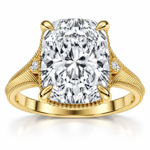 Certified 5Ct Taylor Elongated Cushion Engagement Ring 14k Yellow Gold Lab Grown (F-G, VS)