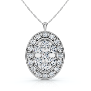 Certified 2 1/2Ct Oval Diamond Cluster Pendant 14k Gold Lab Grown (E-F, VS)