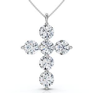 6Ct Diamond Cross Pendant Lab Grown 18" Necklace (E-F, VS)
