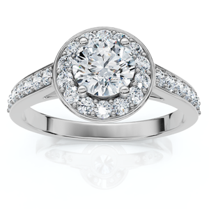1Ct Diamond Halo Engagement Ring 14k Gold or Platinum Lab Grown EF/VS (E-F, VS)