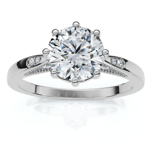 1Ct Crown Setting Diamond Engagement Ring 14k Gold or Platinum Lab Grown (E-F, VS)