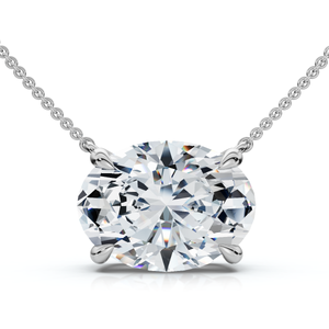 Certified 3Ct Diamond Oval Solitaire Pendant 14k Gold 18" Women's Chain Lab Grown (E-F, VS)