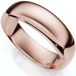 6mm Dome High Polished Plain Wedding Band 14K Rose Gold