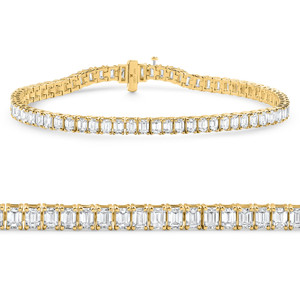 7Ct Emerald Cut Diamond Tennis Bracelet 7" 14k Yellow Gold (E-F, VS)