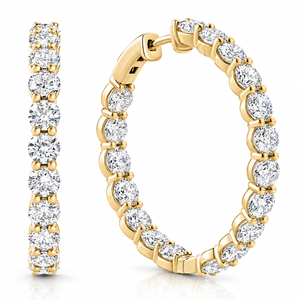 10Ct TW Round Diamond Inside Outside Hoops Vault Lock 14k Yellow Gold Lab Grown (E-F, VS)