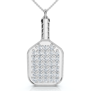 1Ct Diamond Studded Pickleball Paddle Pendant Necklace 10k Gold Lab Grown (E-F, VS)