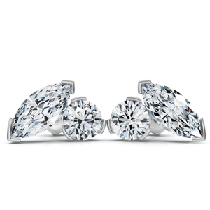 2Ct Toi Et Moi Round & Marquise Diamond Earrings 14k Gold 18" Lab Grown (E-F, VS)