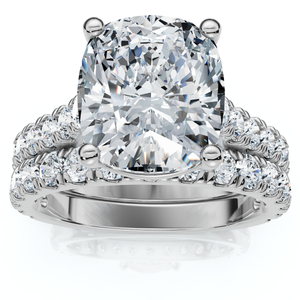 Certified 4Ct Cushion Diamond Engagement Wedding Ring Set 14k Gold/PT Lab Grown (F-G, VS)