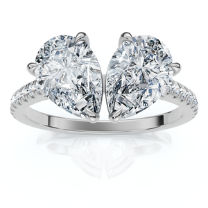 2 1/3Ct Toi et Moi Double Pear Diamond Ring 14k Gold or Platinum Lab Grown (E-F, VS)