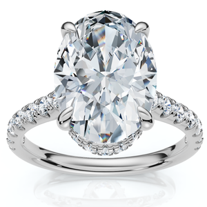 Certified 3 1/2Ct Oval Hidden Halo Diamond Engagement Ring 14k Gold Lab Grown (F-G, VS)