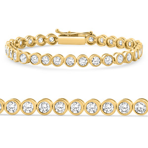 8Ct Bezel Diamond Tennis Bracelet Yellow Gold Lab Grown (E-F, VS)