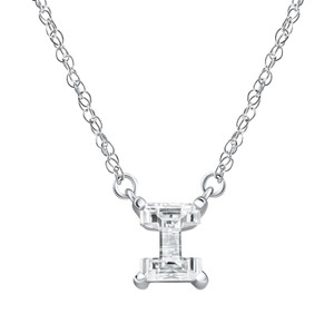 Diamond "I" Initial Pendant 18" Necklace 14K White Gold Lab Grown (G-H, VS)