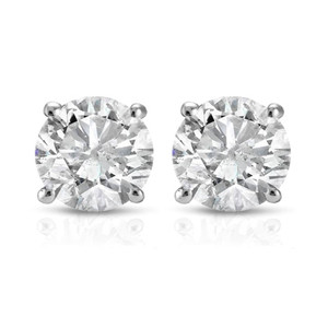 1 Ct TDW Round Cut 14K White or Yellow Gold Diamond Studs Earrings IGI Certified (I-J, I2-I3)