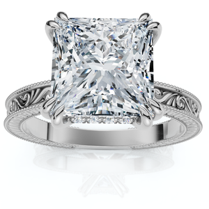 Certified 2 1/2Ct Princess Cut Louve Diamond Engagement Ring 14k Gold Lab Grown (E-F, VS)