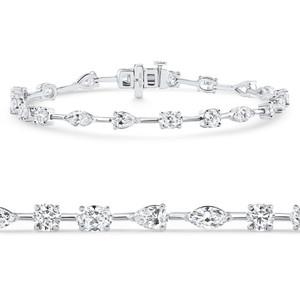 8Ct Mixed Cut Diamond Tennis Bracelet 7" 14k White Gold Lab Grown (E-F, VS)