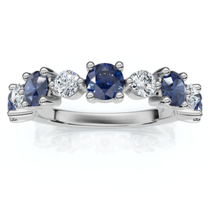 1Ct Sylvia Blue Sapphire & Diamond Wedding Ring Gold Lab Grown (E-F, VS)