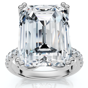 Certified 10.25Ct Emerald Cut Diamond Engagement Ring 14k Gold or PT Lab Grown (F-G, VS)