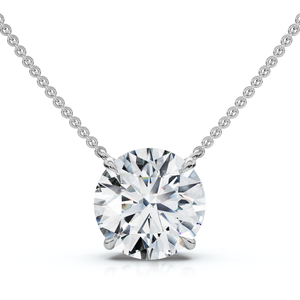 1 1/2Ct Round Cut Solitaire Diamond Pendant 14k Gold Women's 18" Chain Lab Grown (E-F, VS)