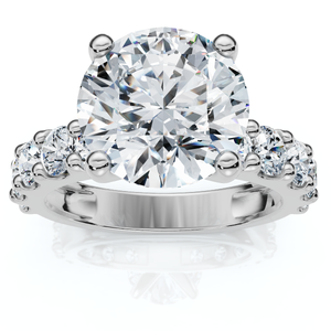 Certified 4Ct Round Cut Diamond Accent Engagement Ring 14k Gold Lab Grown (F-G, VS)