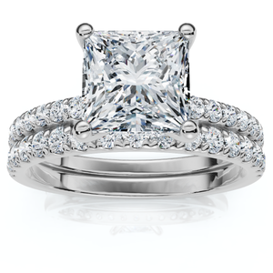 Certified 1.90Ct Princess Cut Diamond Engagement 14k Wedding Ring Set Lab Grown (F-G, VS)