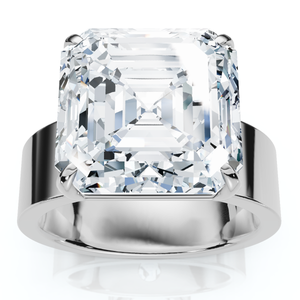 Certified 8Ct Asscher Cut Cigar Band Solitaire Diamond Engagement Ring Lab Grown (E-F, VS)