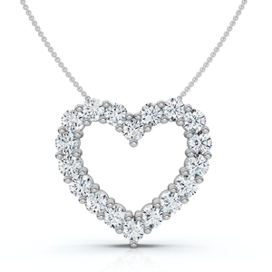 3Ct Diamond Heart Pendant Gold Lab Grown 1" Tall 18" Necklace (F-G, VS)