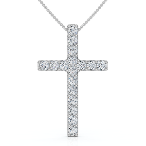 1Ct Diamond Cross Pendant 1 1/4" Tall Womens 14k Gold 18" Necklace Lab Grown (F-G, VS)
