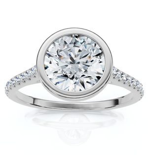 Certified 1 1/2ct Diamond Bezel With Accent Engagement Ring 14k Gold Lab Grown (F-G, VS)