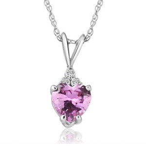 1/2ct Diamond & Pink Sapphire Heart Pendant in 14K Yellow, White, or Rose Gold (G-H, I1)