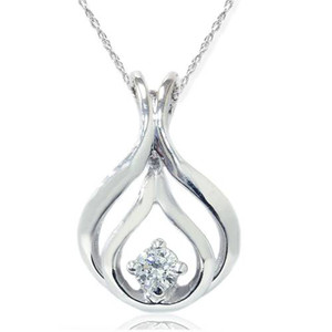 1/10ct Solitaire Diamond Pendant 14K White Gold (G-H, I1)