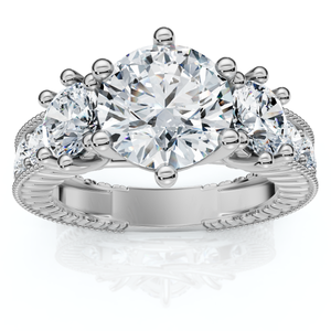 Certified 3 1/2Ct Elizabeth Diamond Engagement Vintage Ring 14k Gold Lab Grown (E-F, VS)
