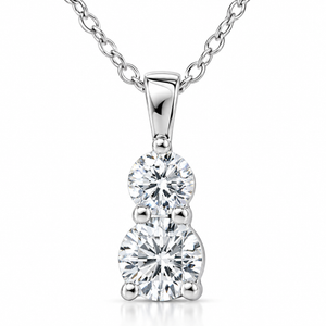 3/4CT TWo Stone Diamond Pendant 14K White Gold (H-I, I1)