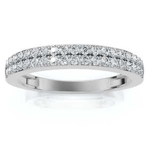 1/4Ct Pave Double Row Wedding Ring Stackable Band 10k Gold Lab Grown (E-F, VS)