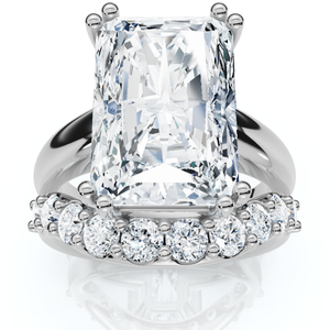 Certified 8Ct Radiant Cut Diamond Engagement Ring Set 14k Gold Lab Grown (E-F, VS)