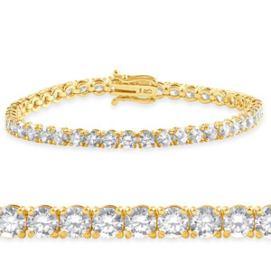 10 Ct Lab Grown Diamond Tennis Bracelet 14K Yellow Gold 7" (F-G, VS)