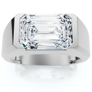 Certified 4Ct Men's Gabriel Emerald Diamond Ring 10k Gold Lab Grown (F-G, VS2-SI1)
